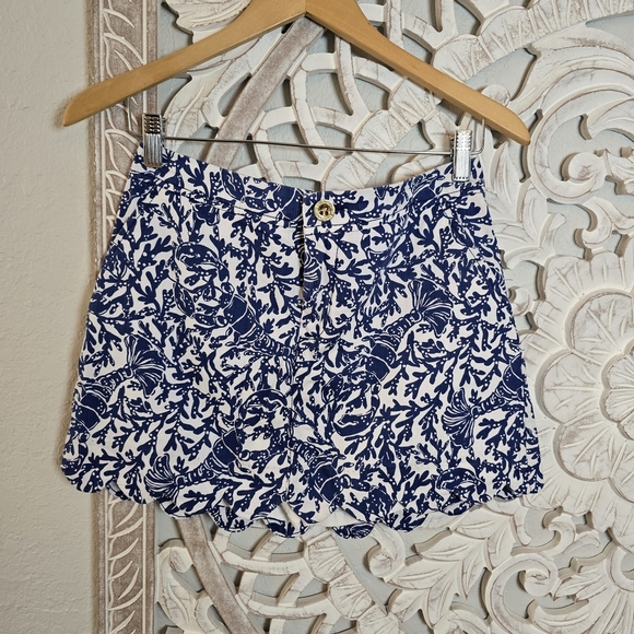Lilly Pulitzer Colette Scallop Hem Skort Blue Size 4 Bay Blue Krillin It - Picture 1 of 9